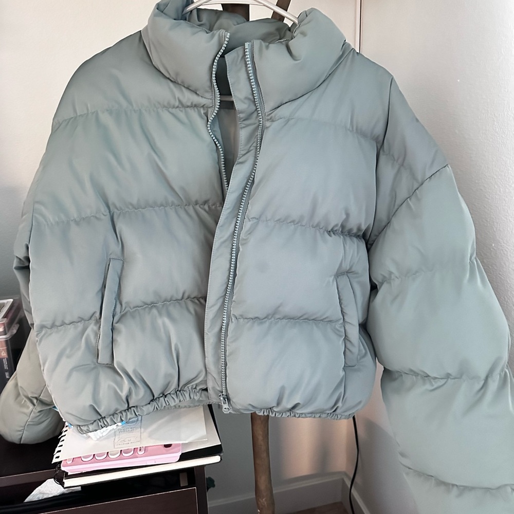 Grey/blue Puffer Coat